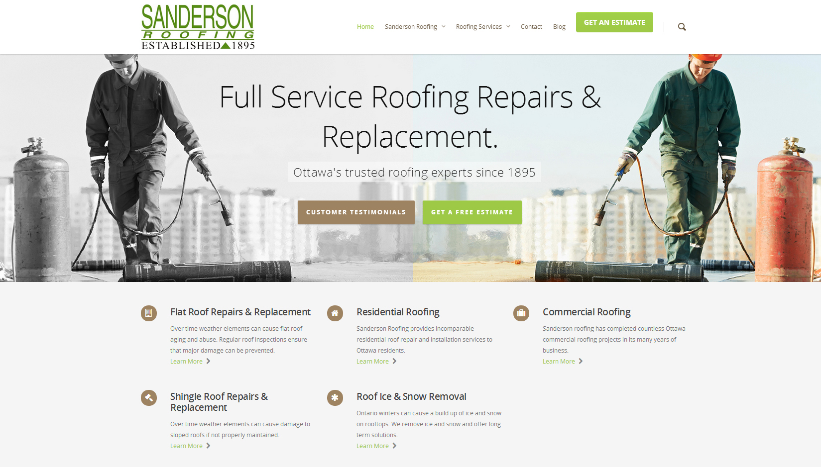 Sanderson Roofing website