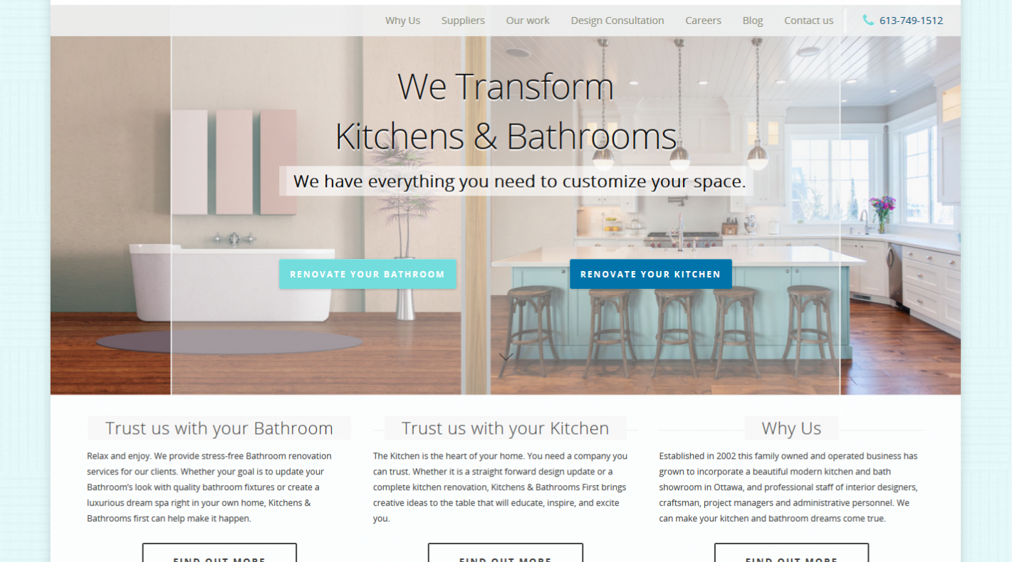 kitchens and bathrooms first home page