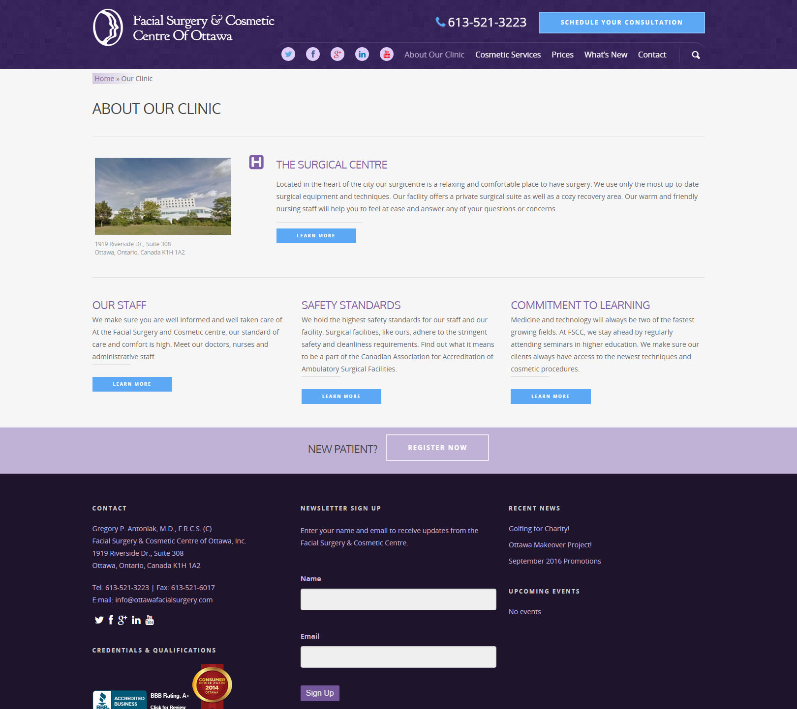Facial Surgery and Cosmetic Centre of Ottawa website by Mediaforce